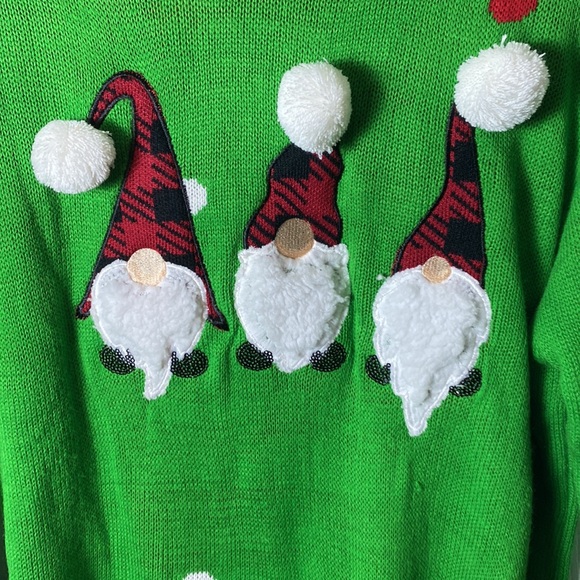 Merry Christmas by Poof! Santa Christmas Sweater Gnomes Size Large - Picture 11 of 11